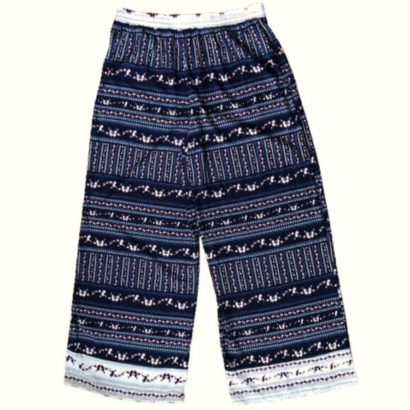 Wide leg multi-colored drawstring waist loose flowy pants - Picture 3 of 12